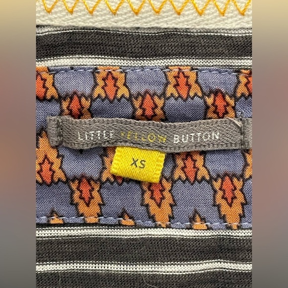 Anthropologie | Anthro‎ Little Yellow Button Striped Long Sleeve Tee Cuffs sz XS - Picture 7 of 8